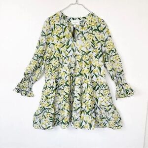 NEW Pomander Place Palmetto Blue Yellow Kenzo Mini Dress XX Large Long Sleeve